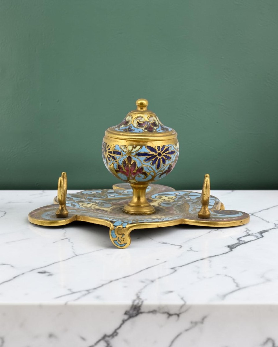 Encrier en cloisonné - France, début du XXe siècle 